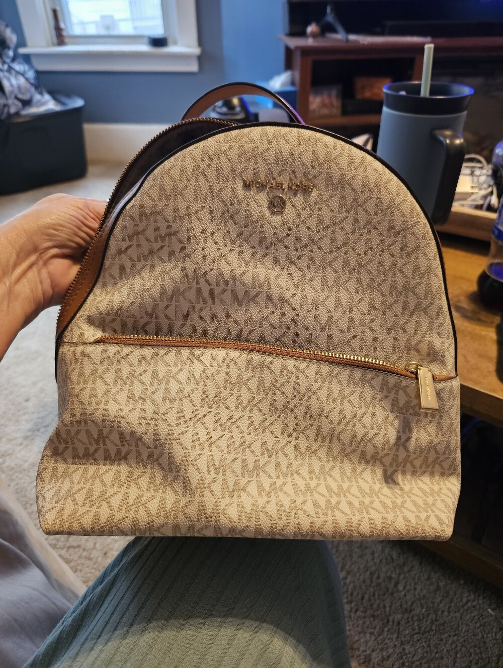 Michael Kors Beige Signature  Backpack